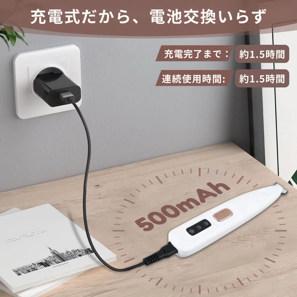 LEDライト付き ペット用部分ケアトリマー