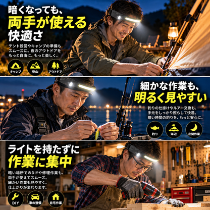 暗い場所でも作業がはかどる！両手が使えるLEDヘッドライト