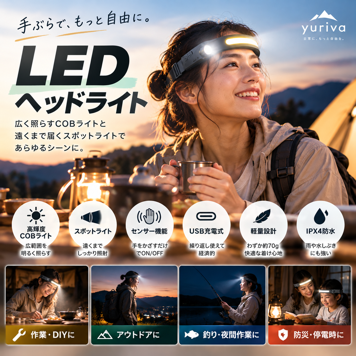 暗い場所でも作業がはかどる！両手が使えるLEDヘッドライト