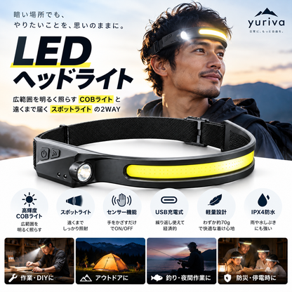 暗い場所でも作業がはかどる！両手が使えるLEDヘッドライト